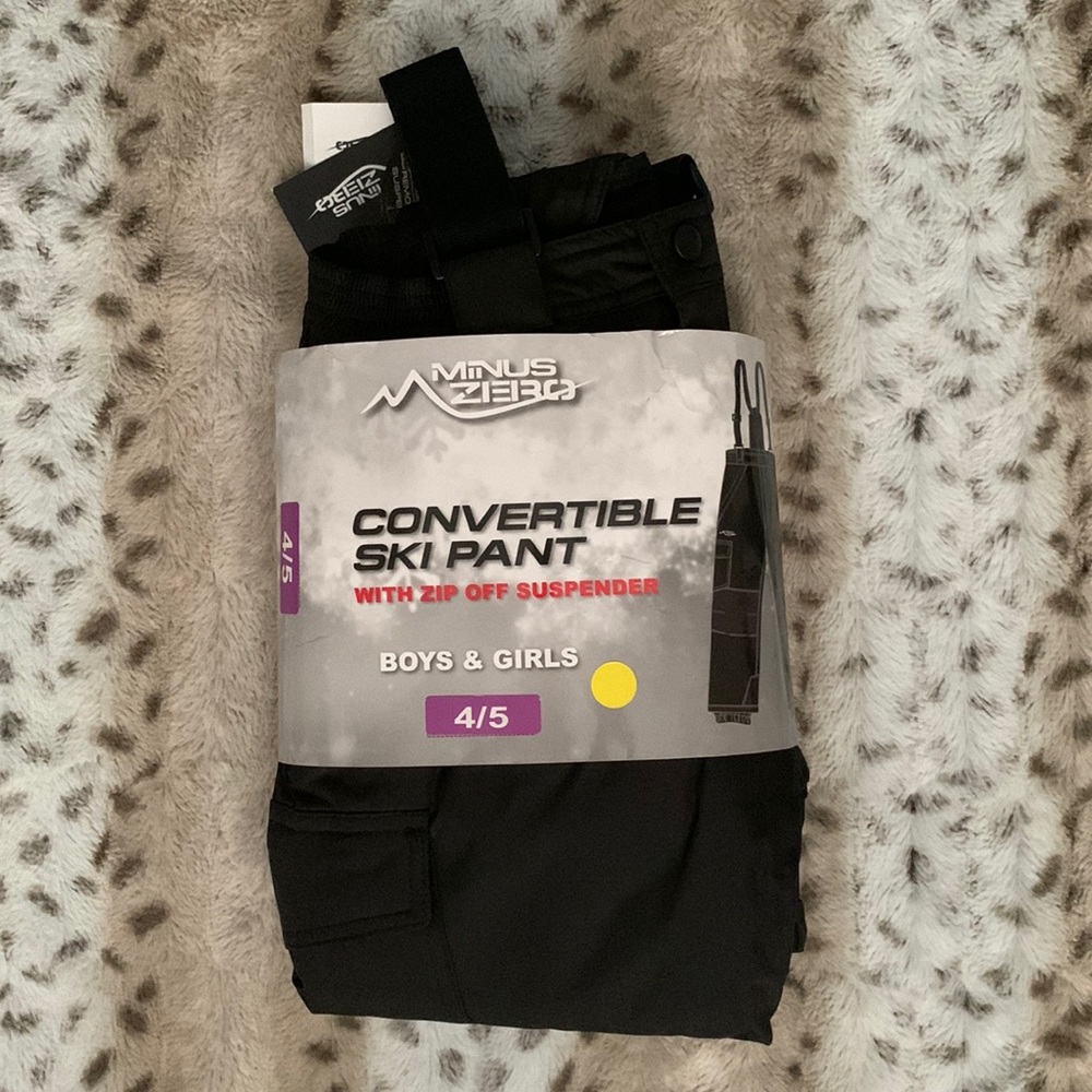 Kids Minus Zero Black Snowpant Size 4/5 New With Tags